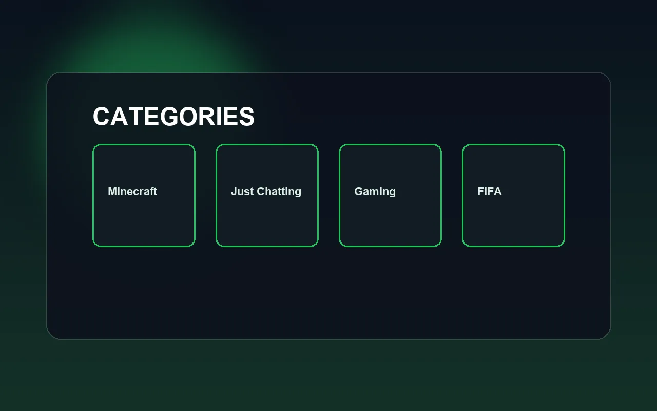 A category landing page with lives and streamers